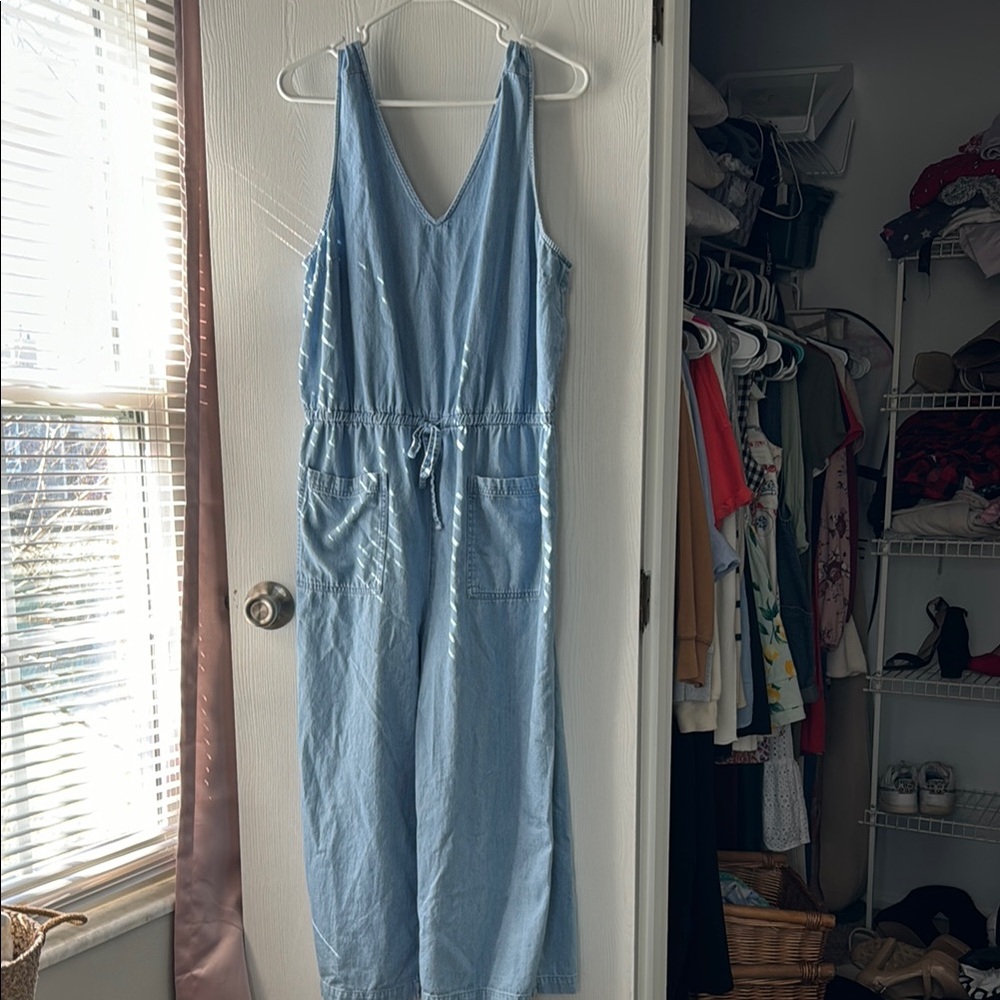 Blue Sleeveless V-Neck jumpsuit